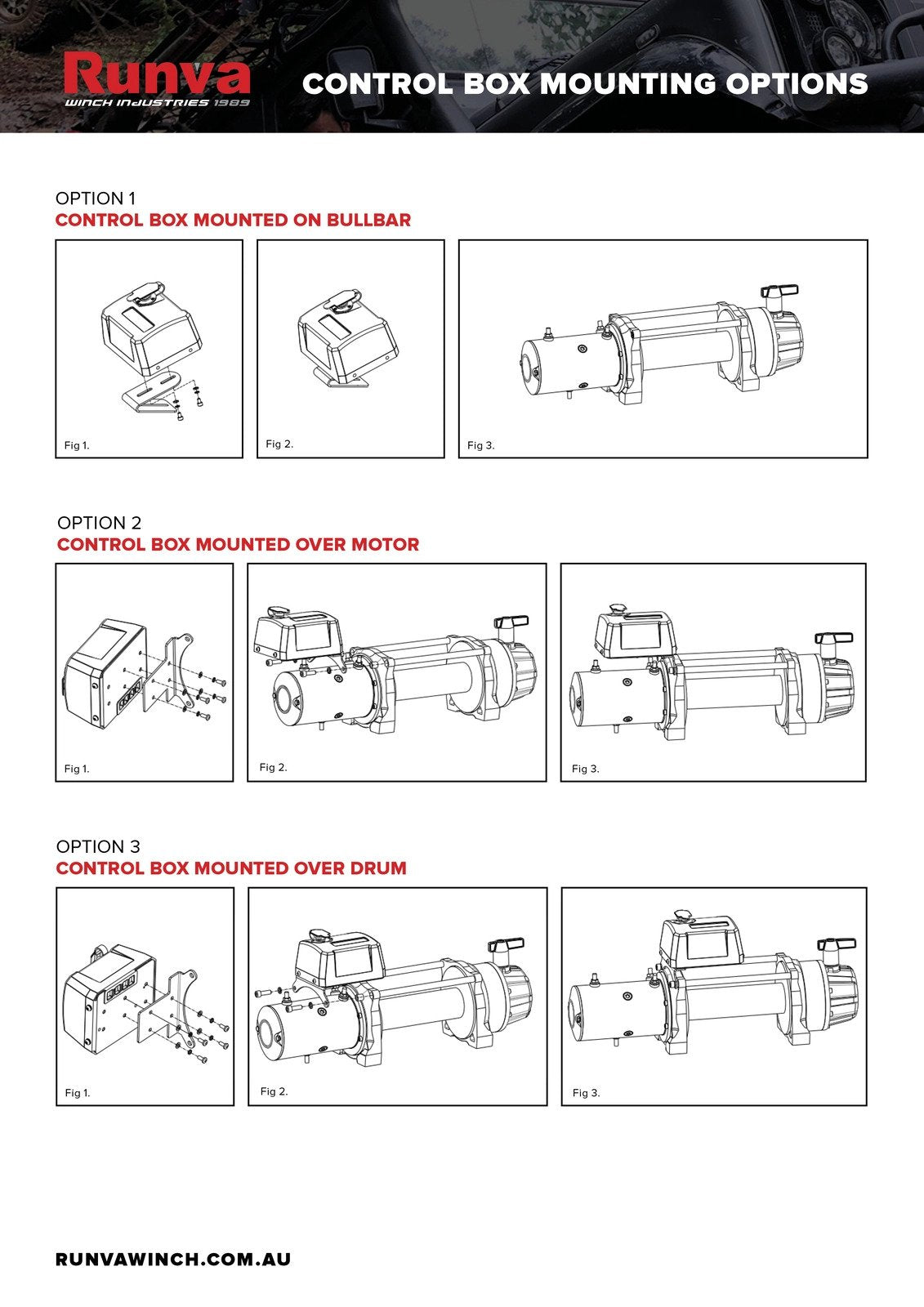 Runva Winch 13xp with Synthetic Rope Control Box Mounting